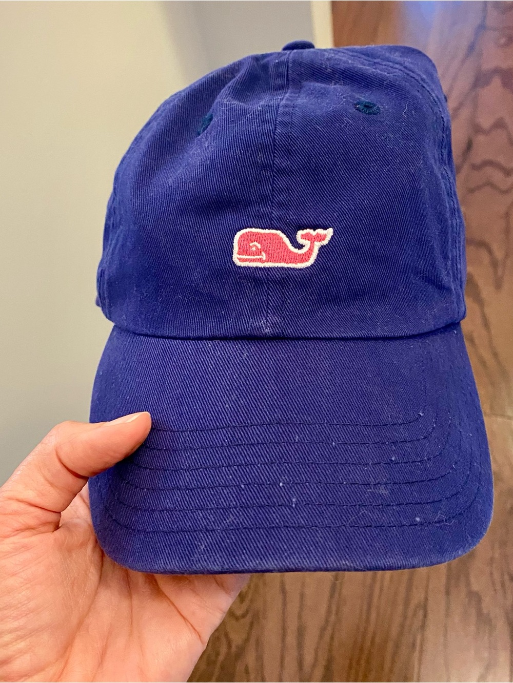 Vineyard Vines Whale Cap in Navy with Pink Logo
